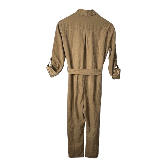 Nasty Gal Jumpsuit Brown Utility Long Sleeve‎ Belted Outfit Women Size Med/Large - Picture 5 of 8